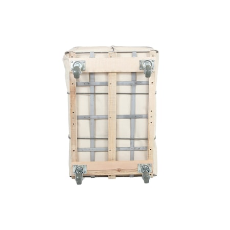 Steele Canvas Basket 12 BU Permanent Truck Natural Canvas w/Grey Vinyl - 3in Casters 9212CNATVGRYW3